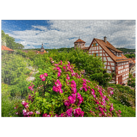 puzzleplate Rose garden at Romschlössle in Creglingen, Tauber valley 1000 Jigsaw Puzzle