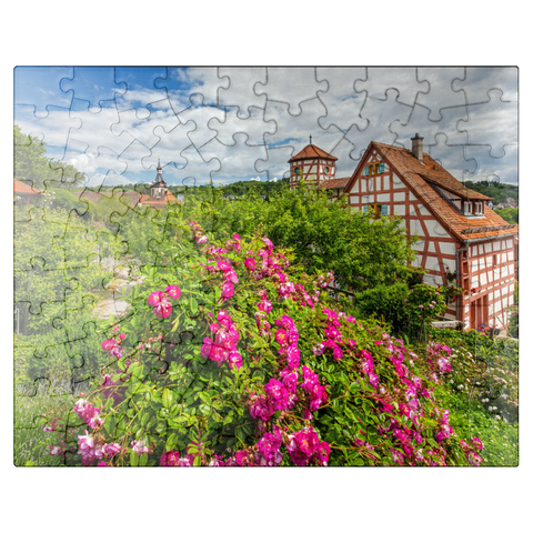 puzzleplate Rose garden at Romschlössle in Creglingen, Tauber valley 100 Jigsaw Puzzle