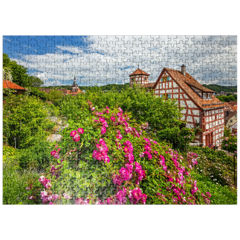 puzzleplate Rose garden at Romschlössle in Creglingen, Tauber valley 500 Jigsaw Puzzle
