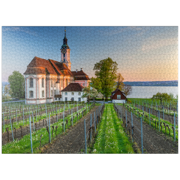 puzzleplate Evening at the pilgrimage church Birnau near Unteruhldingen at Lake Constance 1000 Jigsaw Puzzle