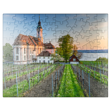 puzzleplate Evening at the pilgrimage church Birnau near Unteruhldingen at Lake Constance 100 Jigsaw Puzzle