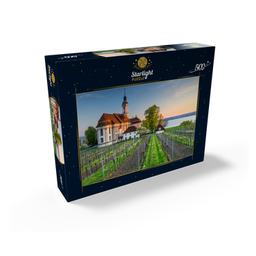 Evening at the pilgrimage church Birnau near Unteruhldingen at Lake Constance 500 Jigsaw Puzzle box view1