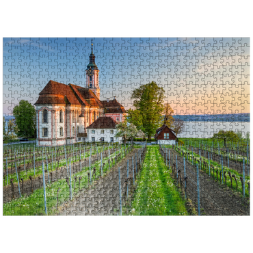 puzzleplate Evening at the pilgrimage church Birnau near Unteruhldingen at Lake Constance 500 Jigsaw Puzzle