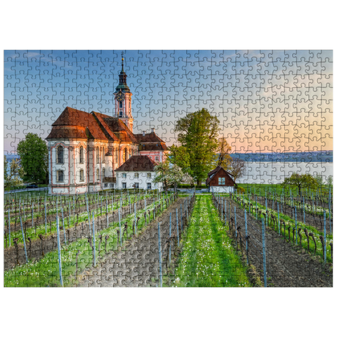 puzzleplate Evening at the pilgrimage church Birnau near Unteruhldingen at Lake Constance 500 Jigsaw Puzzle