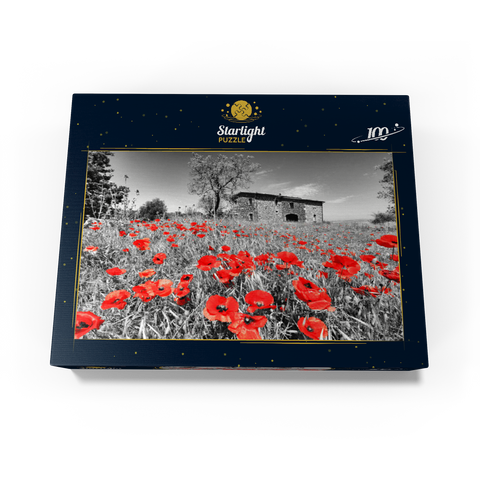 Poppy field in front of a country house on the slopes above Orvieto, Umbria 100 Jigsaw Puzzle box view1
