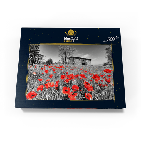 Poppy field in front of a country house on the slopes above Orvieto, Umbria 500 Jigsaw Puzzle box view1