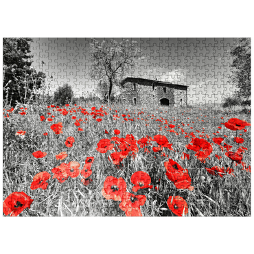 puzzleplate Poppy field in front of a country house on the slopes above Orvieto, Umbria 500 Jigsaw Puzzle