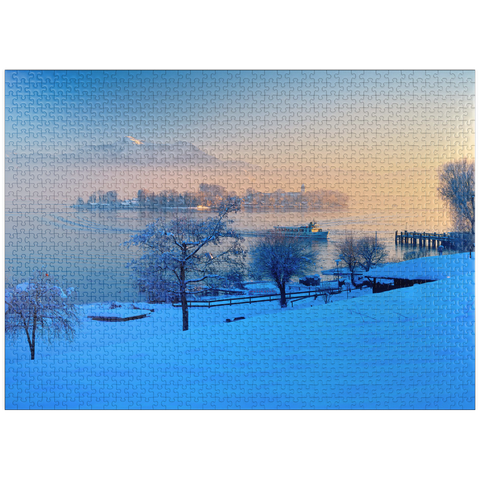 puzzleplate View from Gstadt at the Chiemsee to the Fraueninsel 1000 Jigsaw Puzzle