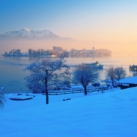 View from Gstadt at the Chiemsee to the Fraueninsel 1000 Jigsaw Puzzle 3D Modell