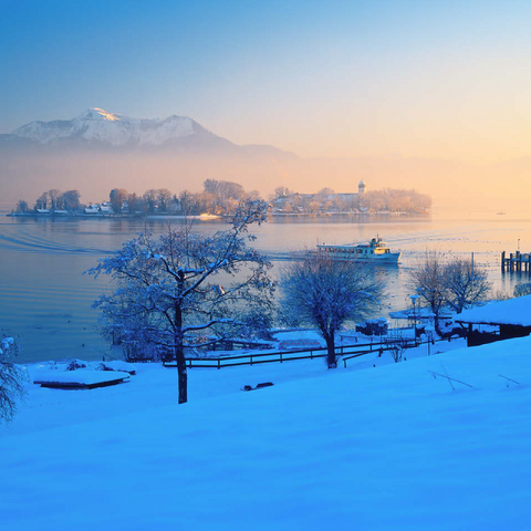View from Gstadt at the Chiemsee to the Fraueninsel 100 Jigsaw Puzzle 3D Modell