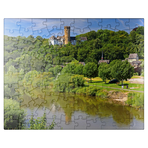 puzzleplate Dehrn Castle above the Lahn, Dehrn, district of Runkel 100 Jigsaw Puzzle