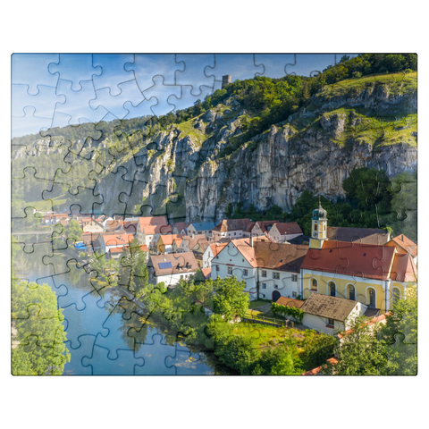 puzzleplate Place Essing with the castle Randeck at the river Altmühl 100 Jigsaw Puzzle
