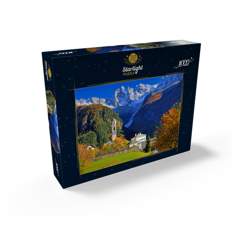 Mountain village Soglio with village church, Engadin, Canton Grisons, Switzerland 1000 Jigsaw Puzzle box view1