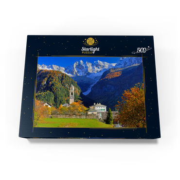Mountain village Soglio with village church, Engadin, Canton Grisons, Switzerland 500 Jigsaw Puzzle box view1