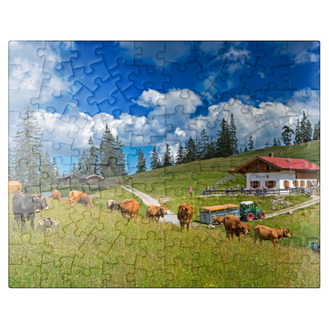 puzzleplate Fischbachalm (1402m), Krün, Upper Bavaria 100 Jigsaw Puzzle