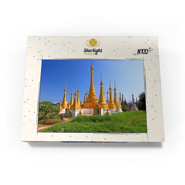 Stupas in the monastery complex of Ywama at Inle Lake, Myanmar 1000 Jigsaw Puzzle box view1