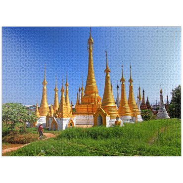 puzzleplate Stupas in the monastery complex of Ywama at Inle Lake, Myanmar 1000 Jigsaw Puzzle