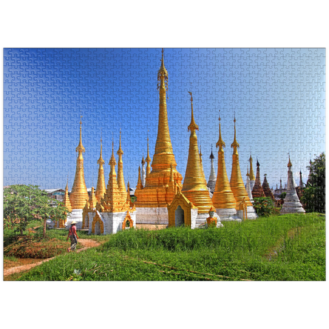 puzzleplate Stupas in the monastery complex of Ywama at Inle Lake, Myanmar 1000 Jigsaw Puzzle