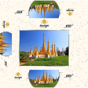 Stupas in the monastery complex of Ywama at Inle Lake, Myanmar 1000 Jigsaw Puzzle box 3D Modell