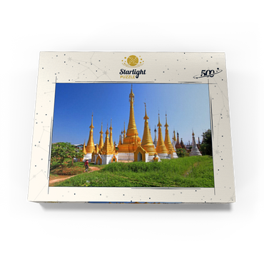 Stupas in the monastery complex of Ywama at Inle Lake, Myanmar 500 Jigsaw Puzzle box view1