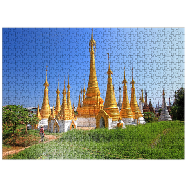 puzzleplate Stupas in the monastery complex of Ywama at Inle Lake, Myanmar 500 Jigsaw Puzzle