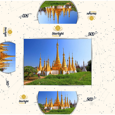 Stupas in the monastery complex of Ywama at Inle Lake, Myanmar 500 Jigsaw Puzzle box 3D Modell