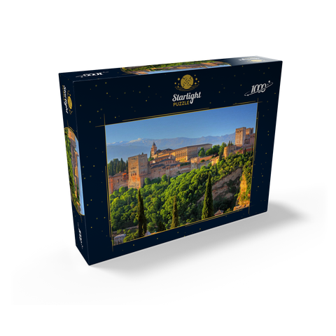 View to the Alhambra against the Sierra Nevada, Granada, Andalusia, Spain 1000 Jigsaw Puzzle box view1