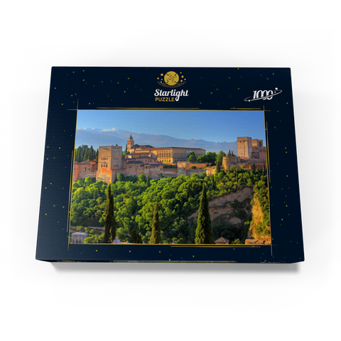View to the Alhambra against the Sierra Nevada, Granada, Andalusia, Spain 1000 Jigsaw Puzzle box view1