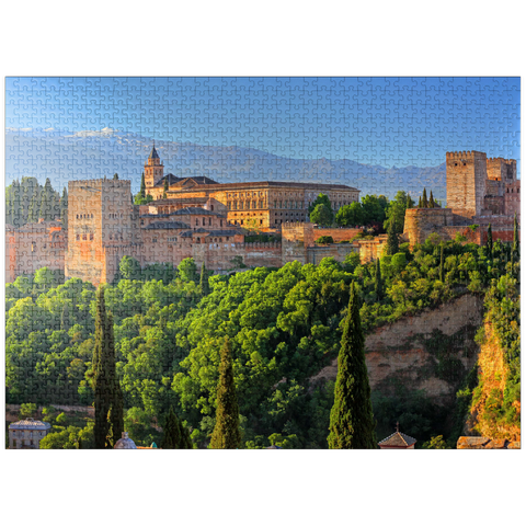 puzzleplate View to the Alhambra against the Sierra Nevada, Granada, Andalusia, Spain 1000 Jigsaw Puzzle