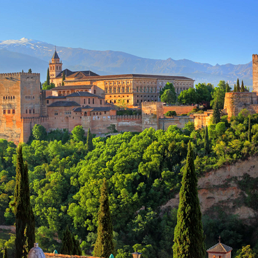 View to the Alhambra against the Sierra Nevada, Granada, Andalusia, Spain 1000 Jigsaw Puzzle 3D Modell