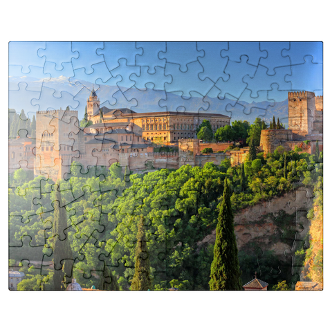 puzzleplate View to the Alhambra against the Sierra Nevada, Granada, Andalusia, Spain 100 Jigsaw Puzzle