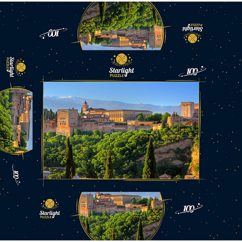 View to the Alhambra against the Sierra Nevada, Granada, Andalusia, Spain 100 Jigsaw Puzzle box 3D Modell