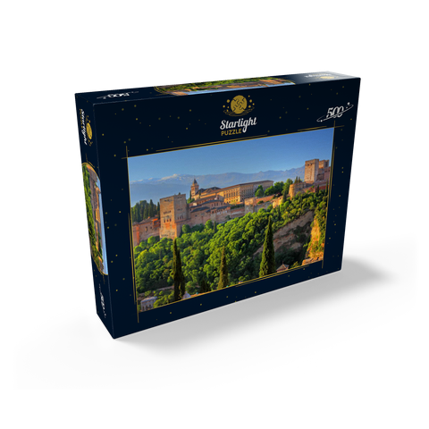 View to the Alhambra against the Sierra Nevada, Granada, Andalusia, Spain 500 Jigsaw Puzzle box view1