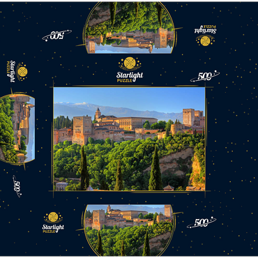 View to the Alhambra against the Sierra Nevada, Granada, Andalusia, Spain 500 Jigsaw Puzzle box 3D Modell