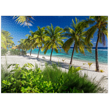 puzzleplate Palm Beach at Crown Beach Resort near Arorangi, Rarotonga Island, Cook Islands, South Seas 1000 Jigsaw Puzzle