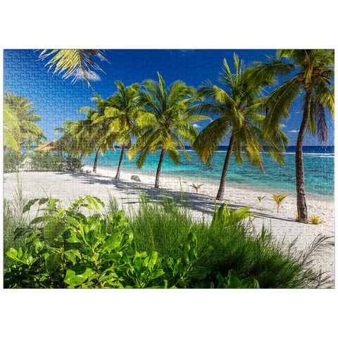 puzzleplate Palm Beach at Crown Beach Resort near Arorangi, Rarotonga Island, Cook Islands, South Seas 1000 Jigsaw Puzzle