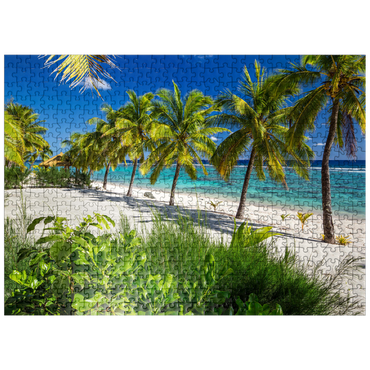 puzzleplate Palm Beach at Crown Beach Resort near Arorangi, Rarotonga Island, Cook Islands, South Seas 500 Jigsaw Puzzle