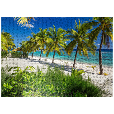 puzzleplate Palm Beach at Crown Beach Resort near Arorangi, Rarotonga Island, Cook Islands, South Seas 500 Jigsaw Puzzle