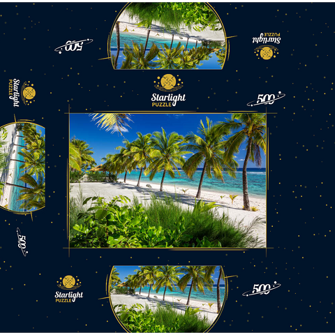 Palm Beach at Crown Beach Resort near Arorangi, Rarotonga Island, Cook Islands, South Seas 500 Jigsaw Puzzle box 3D Modell