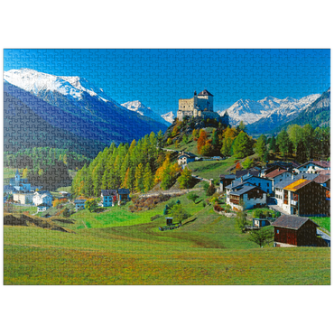 puzzleplate View to Tarasp Castle, Engadine, Canton Grisons, Switzerland 1000 Jigsaw Puzzle