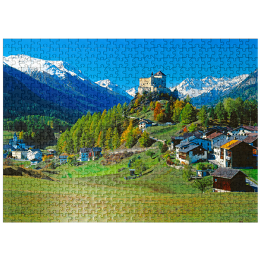 puzzleplate View to Tarasp Castle, Engadine, Canton Grisons, Switzerland 500 Jigsaw Puzzle