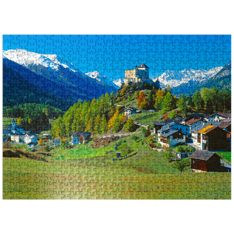 puzzleplate View to Tarasp Castle, Engadine, Canton Grisons, Switzerland 500 Jigsaw Puzzle