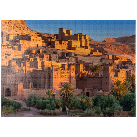 puzzleplate Morning atmosphere at the clay village of Ait Ben Haddou, High Atlas Mountains 1000 Jigsaw Puzzle