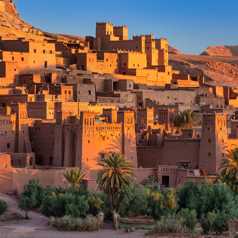 Morning atmosphere at the clay village of Ait Ben Haddou, High Atlas Mountains 1000 Jigsaw Puzzle 3D Modell