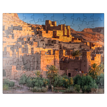 puzzleplate Morning atmosphere at the clay village of Ait Ben Haddou, High Atlas Mountains 100 Jigsaw Puzzle