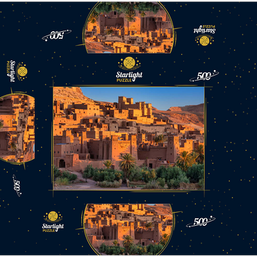 Morning atmosphere at the clay village of Ait Ben Haddou, High Atlas Mountains 500 Jigsaw Puzzle box 3D Modell
