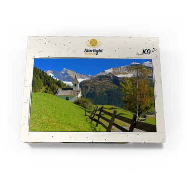 Chapel near Vals against the Olperer (3476m), Valsertal, Tyrol, Austria 100 Jigsaw Puzzle box view1