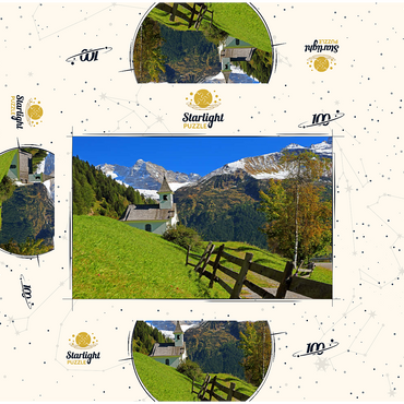Chapel near Vals against the Olperer (3476m), Valsertal, Tyrol, Austria 100 Jigsaw Puzzle box 3D Modell