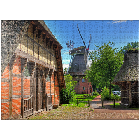 puzzleplate Open-air museum Ammerland farmhouse and cap windmill 1000 Jigsaw Puzzle