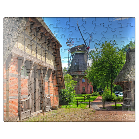puzzleplate Open-air museum Ammerland farmhouse and cap windmill 100 Jigsaw Puzzle